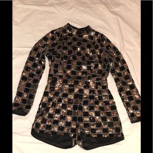Black/Gold sequin shorts jumpsuit